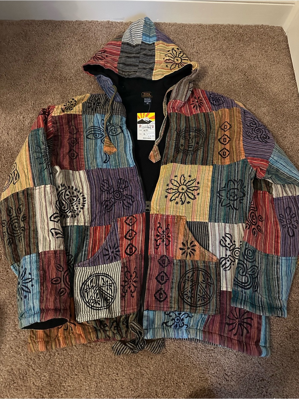 Rising International Multicolor Patchwork Hooded Jacket